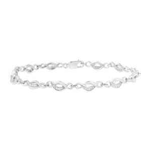 .925 Sterling Silver Prong Set Round-Cut Diamond Accent Infinity Link